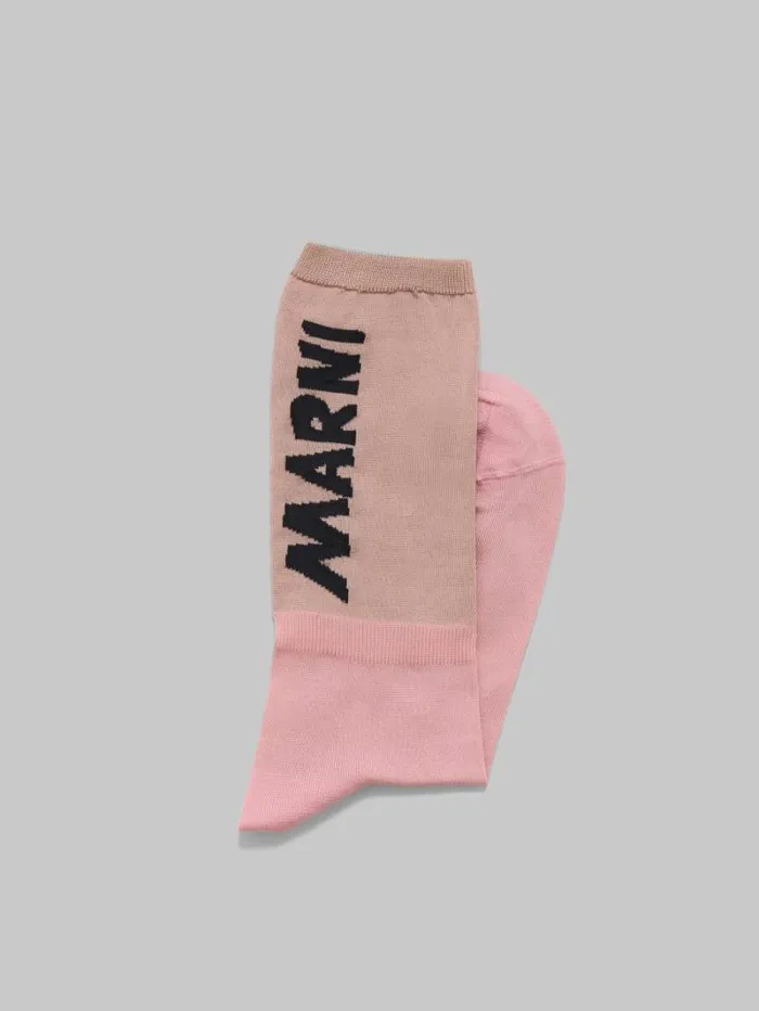Women Marni Socks Pink And Beige Socks With Marni Logo