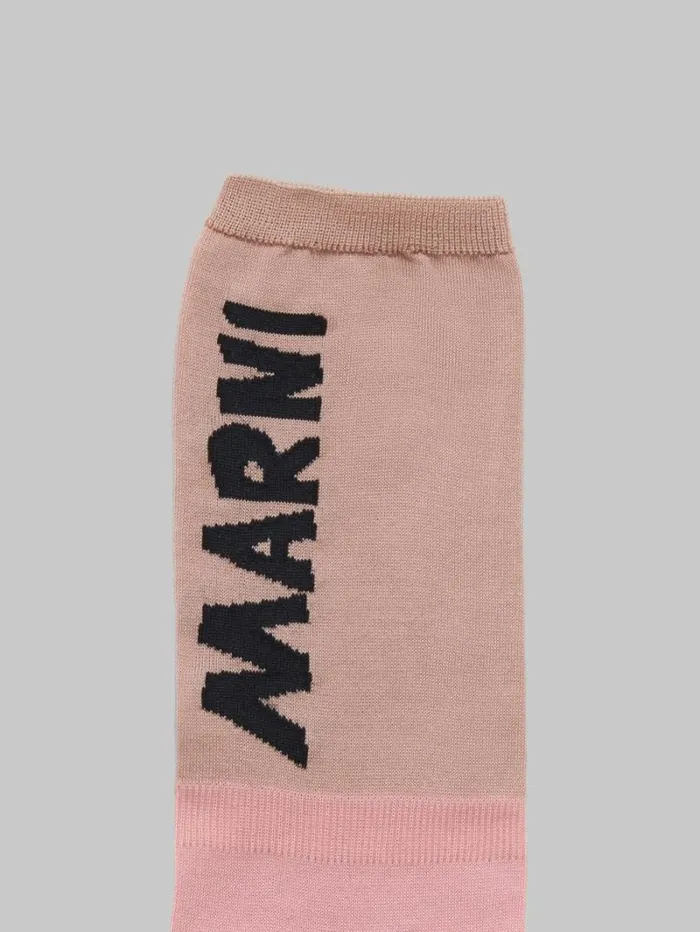 Women Marni Socks Pink And Beige Socks With Marni Logo