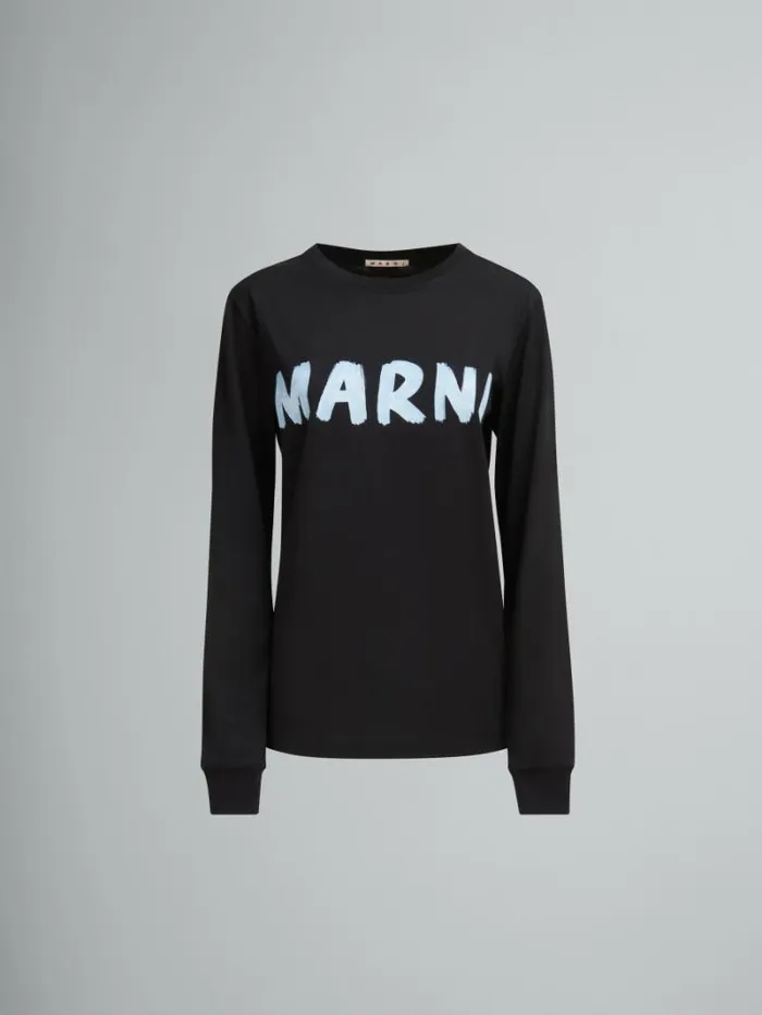 Women Marni Tops and Tshirts Black Organic Cotton TShirt With Logo