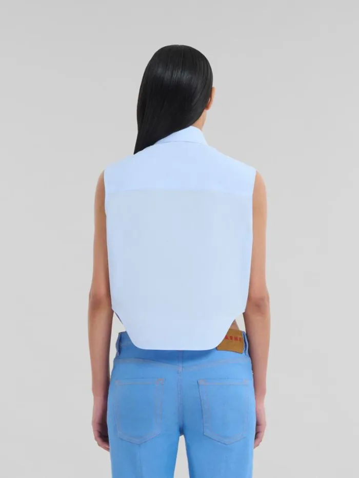 Women Marni Tops and Tshirts Blue Organic Poplin Cropped Shirt