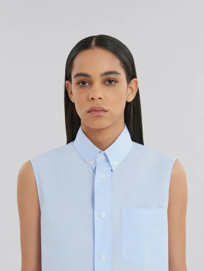 Women Marni Tops and Tshirts Blue Organic Poplin Cropped Shirt