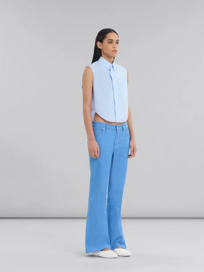 Women Marni Tops and Tshirts Blue Organic Poplin Cropped Shirt