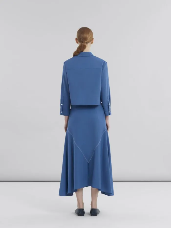 Women Marni Tops and Tshirts Blue Tropical Wool Cropped Shirt With Marni Mending