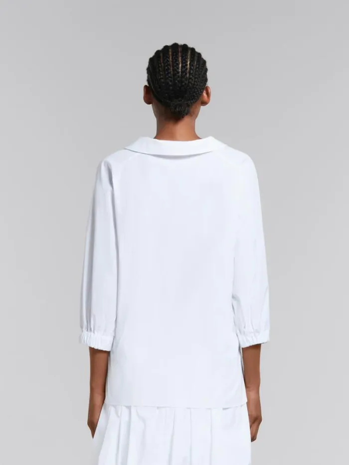 Women Marni Tops and Tshirts White Organic Poplin Top With Shirt Collar