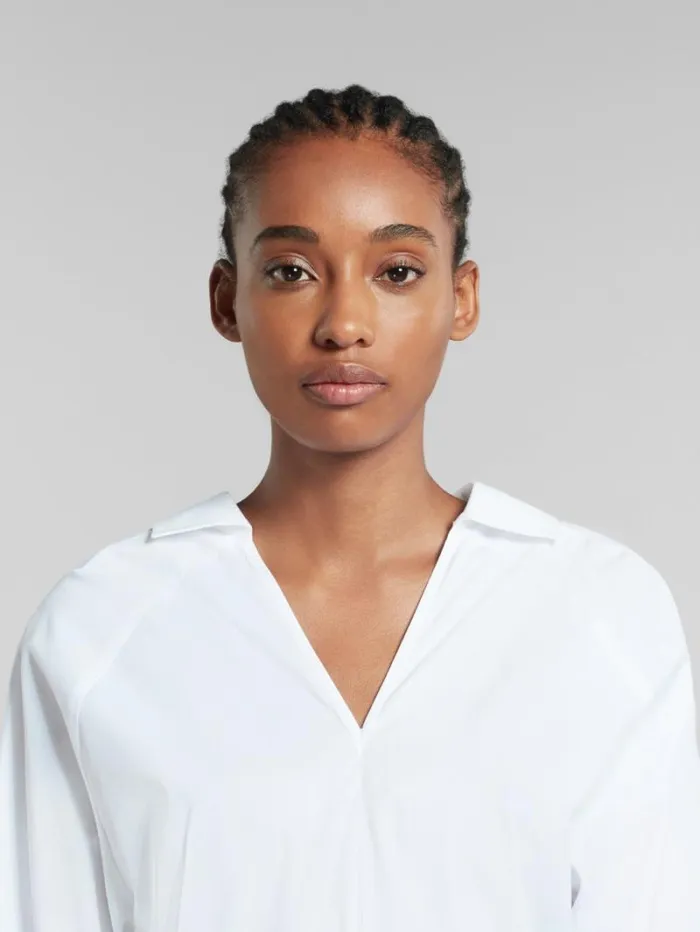 Women Marni Tops and Tshirts White Organic Poplin Top With Shirt Collar