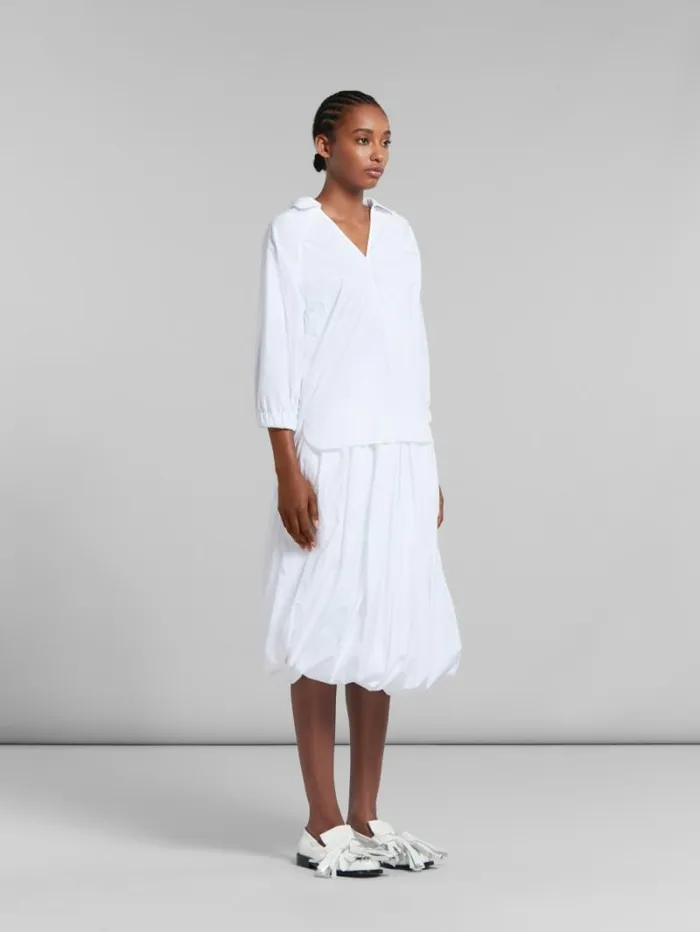 Women Marni Tops and Tshirts White Organic Poplin Top With Shirt Collar
