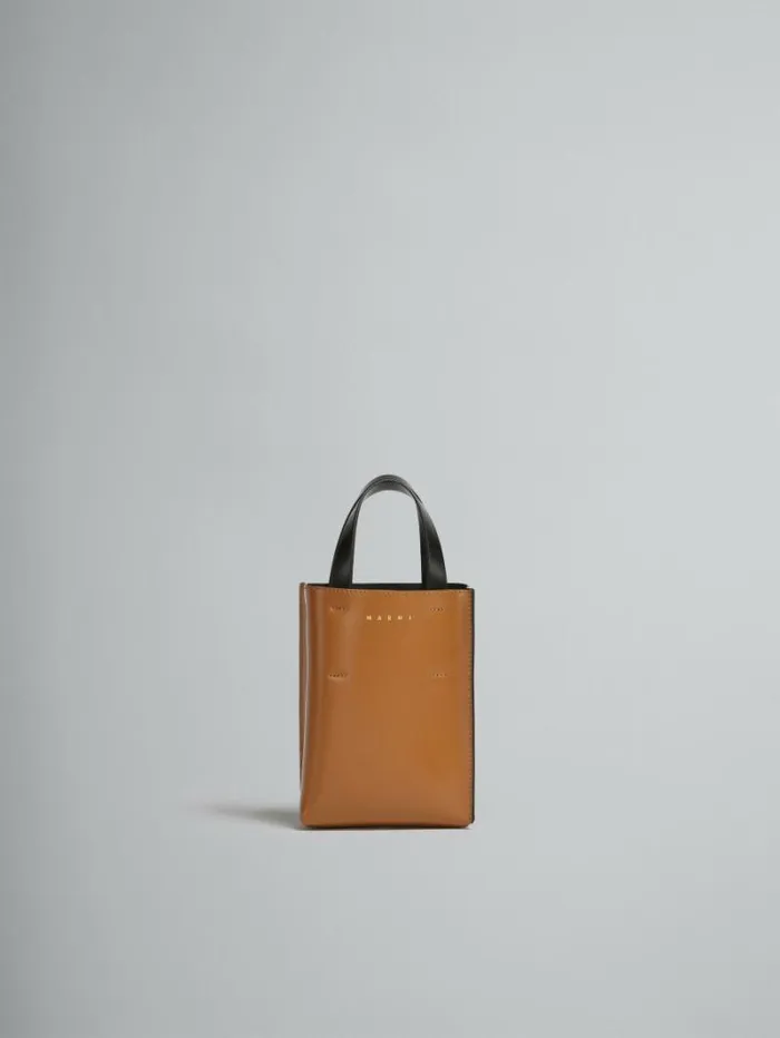 Women Marni Tote Bags Museo Nano Bag In Brown And Black Leather