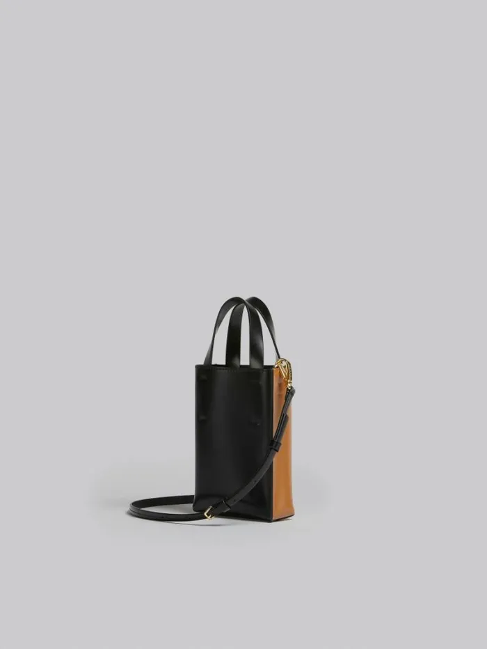 Women Marni Tote Bags Museo Nano Bag In Brown And Black Leather