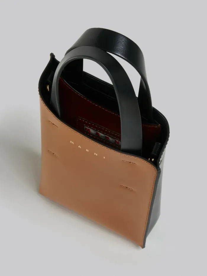 Women Marni Tote Bags Museo Nano Bag In Brown And Black Leather