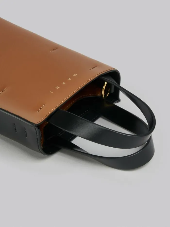 Women Marni Tote Bags Museo Nano Bag In Brown And Black Leather