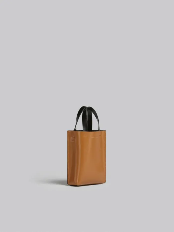 Women Marni Tote Bags Museo Nano Bag In Brown And Black Leather