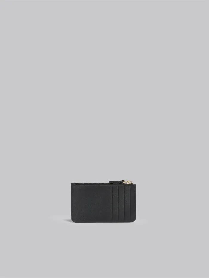 Women Marni Wallets and Small Leather Goods Black Saffiano Leather Card Case