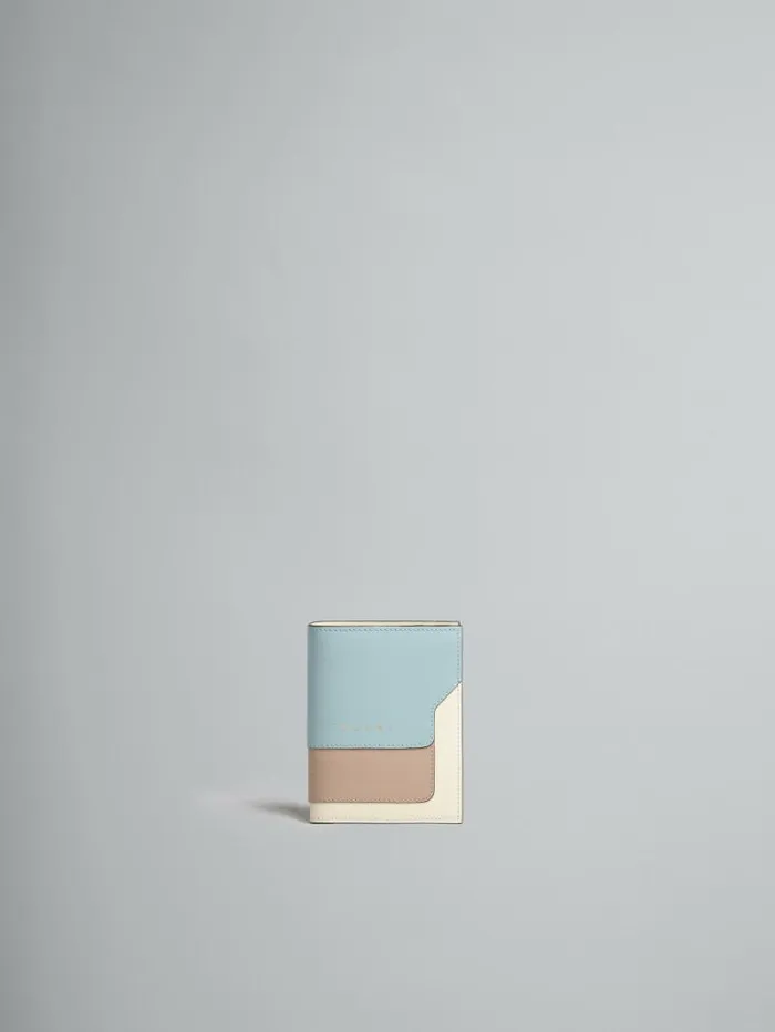 Women Marni Wallets and Small Leather Goods Light Green Beige And White Saffiano Leather BiFold Wallet Women Marni Wallets and Small Leather Goods Light Green Beige And White Saffiano Leather BiFold Wallet
