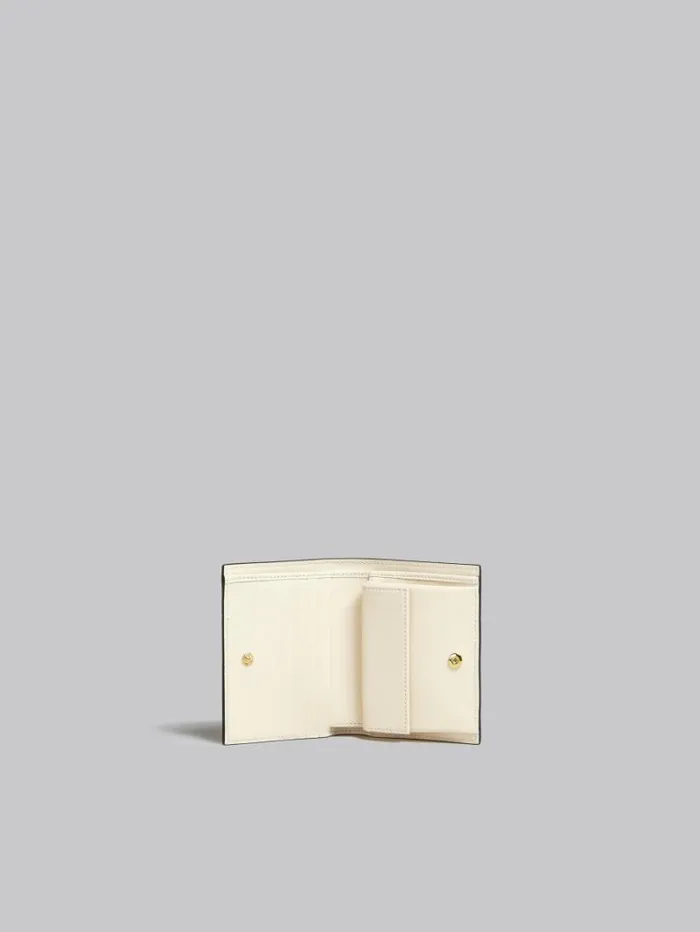 Women Marni Wallets and Small Leather Goods Light Green Beige And White Saffiano Leather BiFold Wallet