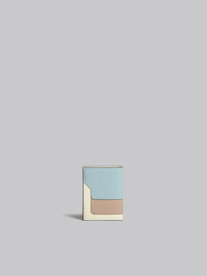Women Marni Wallets and Small Leather Goods Light Green Beige And White Saffiano Leather BiFold Wallet