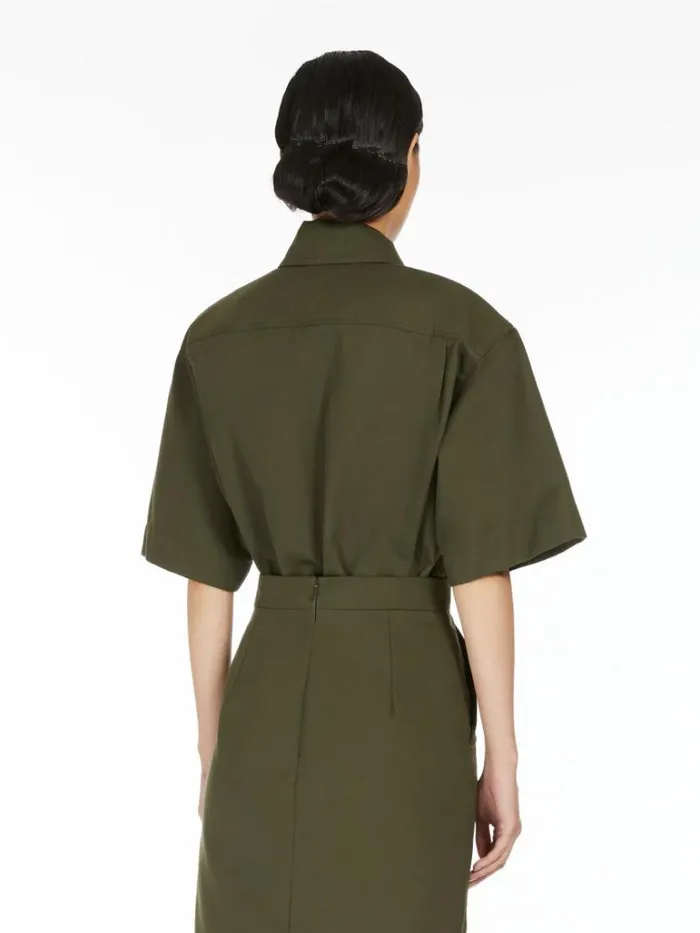 Women Max Mara Blouses Cotton Canvas Oversized Shirt Olive Green