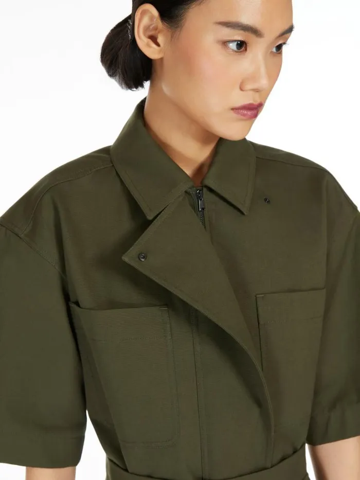 Women Max Mara Blouses Cotton Canvas Oversized Shirt Olive Green