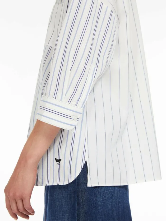Women Max Mara Blouses Cotton Poplin Shirt Navy