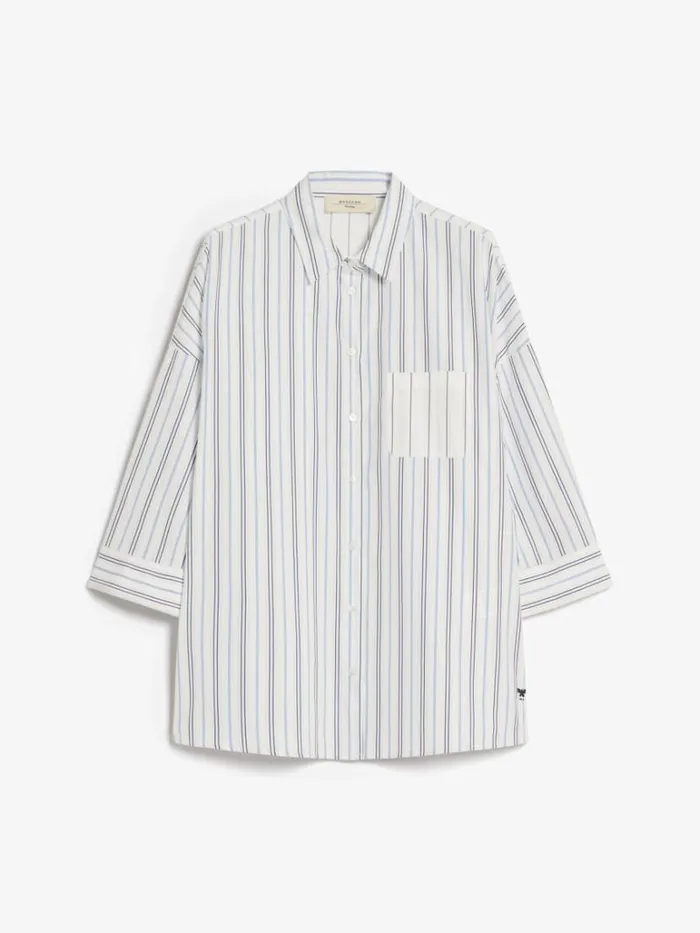 Women Max Mara Blouses Cotton Poplin Shirt Navy
