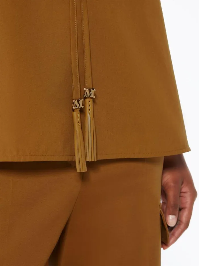 Women Max Mara Blouses Cotton Shirt With Balloon Sleeves Tobacco