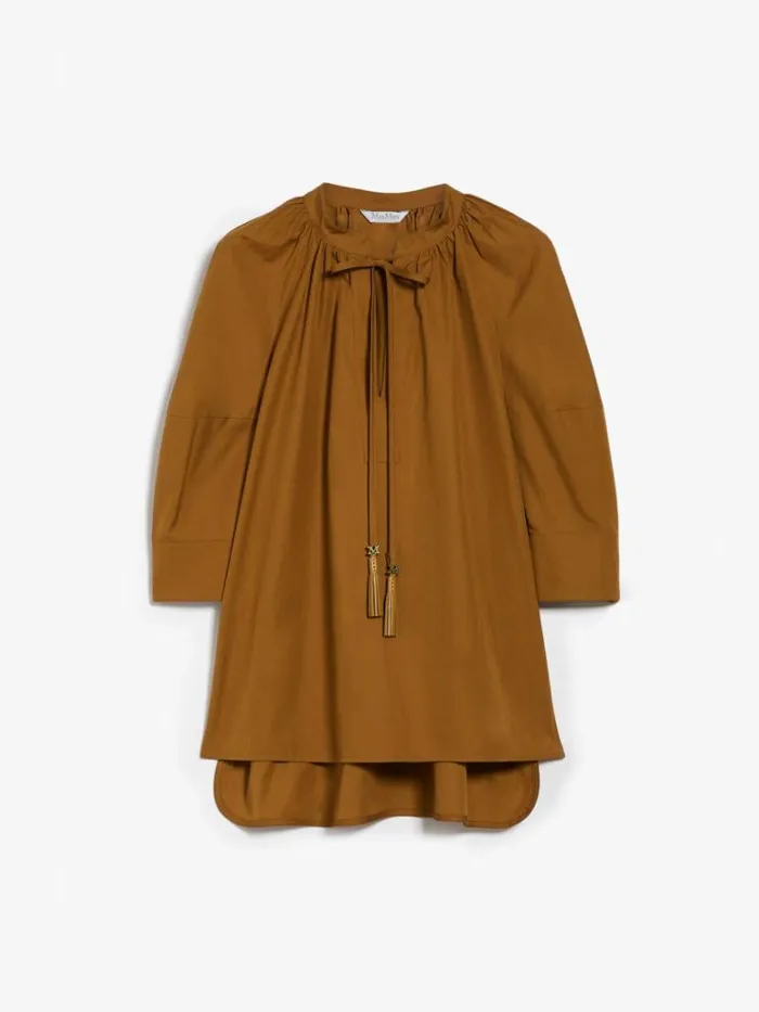 Women Max Mara Blouses Cotton Shirt With Balloon Sleeves Tobacco