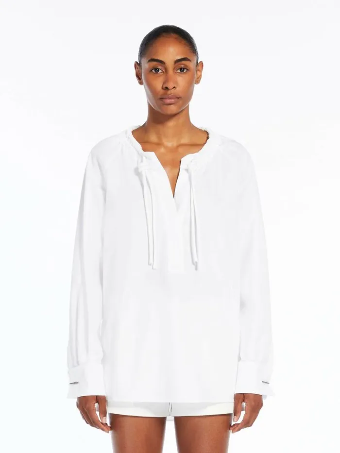 Women Max Mara Blouses Oversize Poplin Shirt Optical White