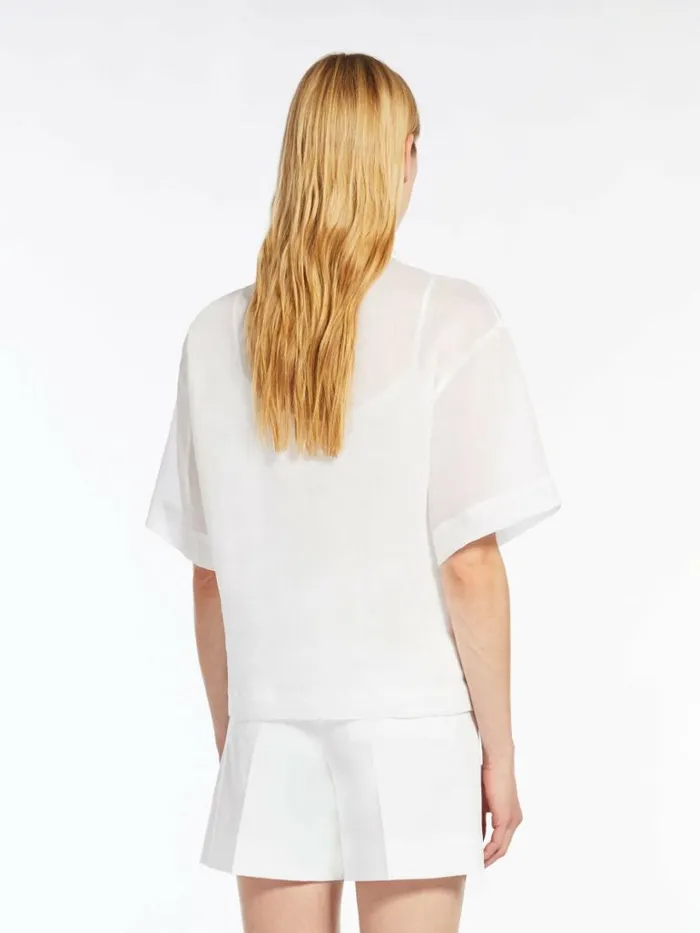 Women Max Mara Blouses Polo Tshirt In Ramie Gauze White