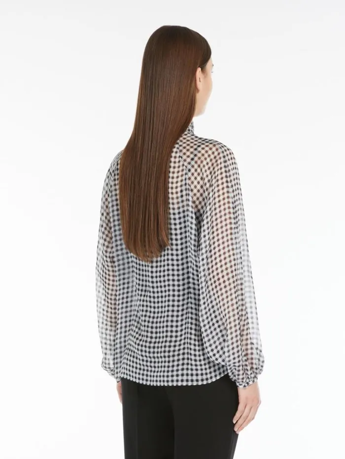Women Max Mara Blouses Printed Silk Blouse With Bow Black