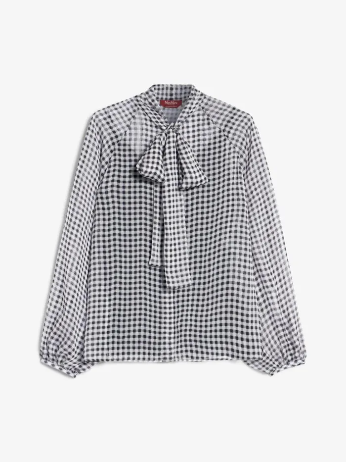 Women Max Mara Blouses Printed Silk Blouse With Bow Black
