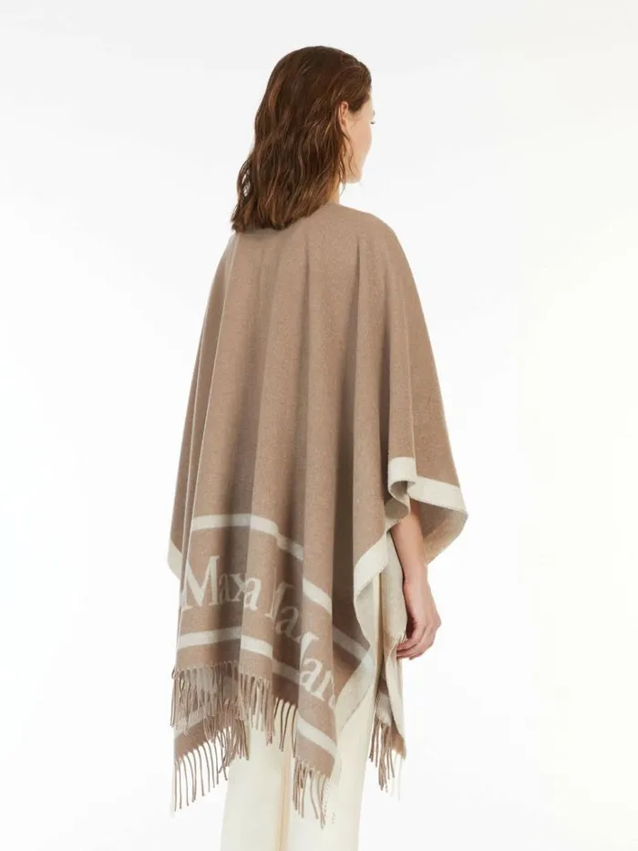 Women Max Mara Capes Wool Cloak With Fringes Turtledove