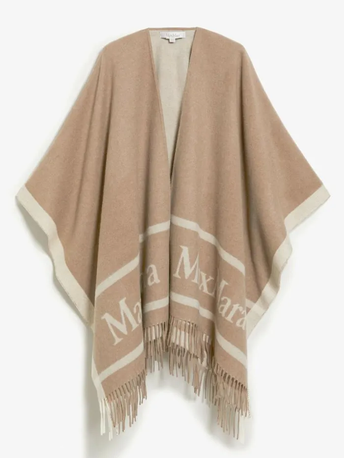 Women Max Mara Capes Wool Cloak With Fringes Turtledove