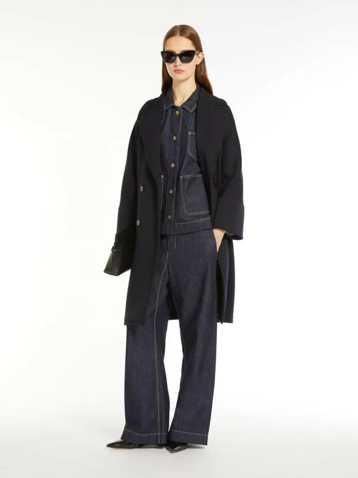 Women Max Mara Coats Doublebreasted Jersey Coat Ultramarine
