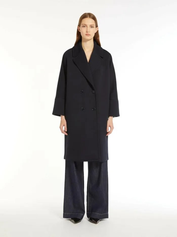 Women Max Mara Coats Doublebreasted Jersey Coat Ultramarine