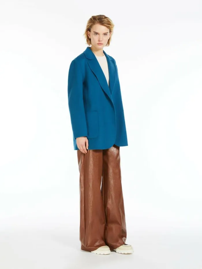 Women Max Mara Coats Oversized Belted Wool Jacket Avio