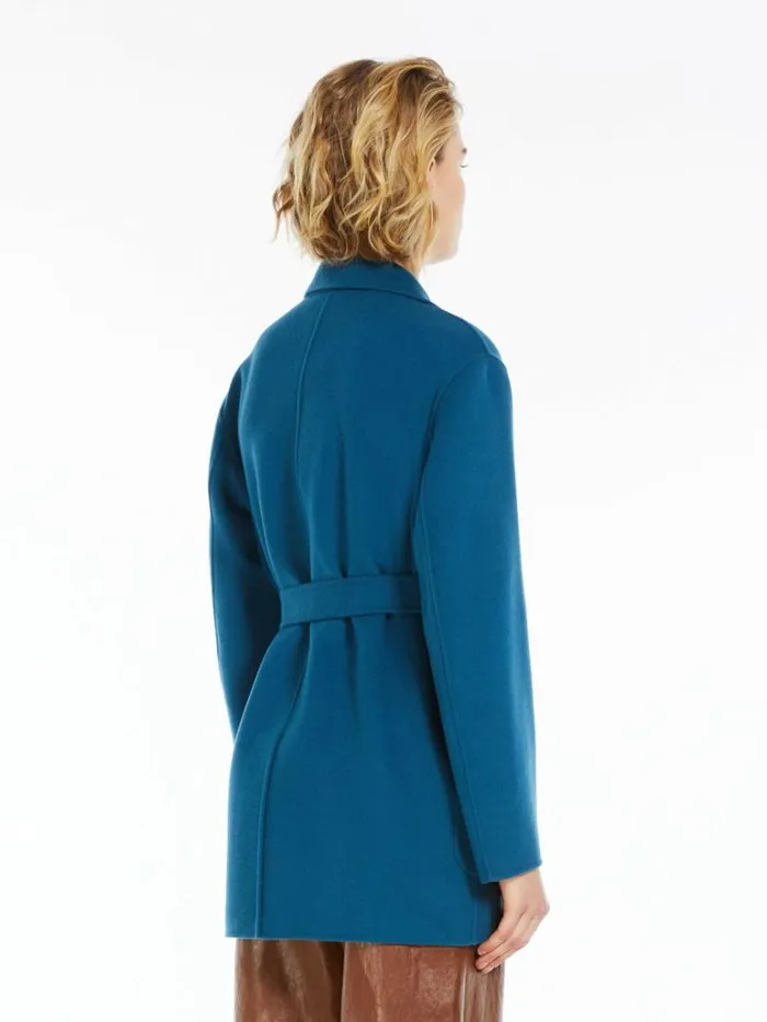 Women Max Mara Coats Oversized Belted Wool Jacket Avio