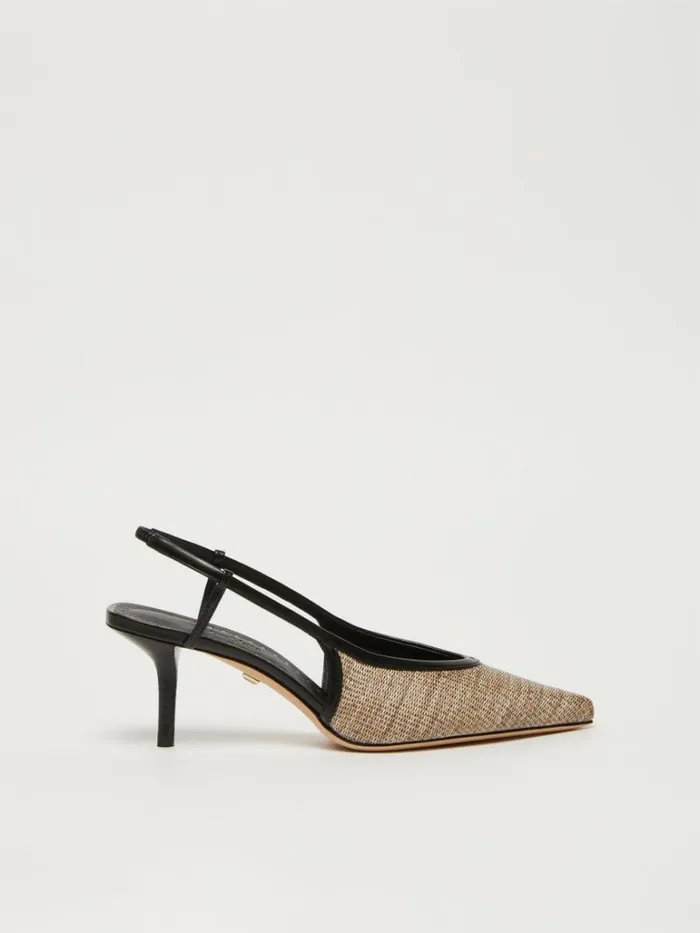 Women Max Mara Dcollet Smooth Raffiaeffect Fabricslingbacks Clay