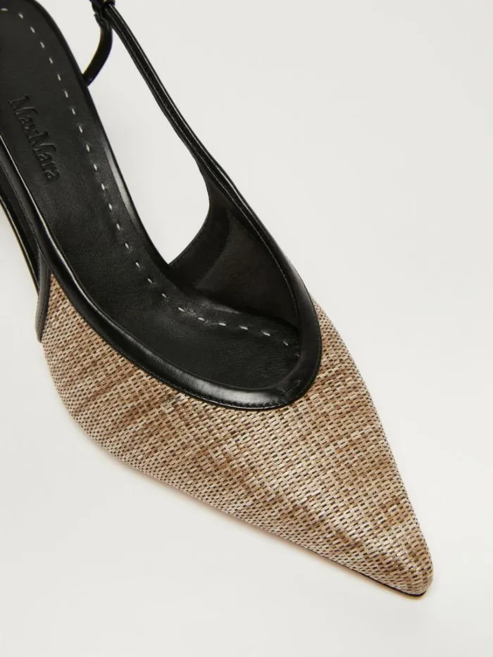 Women Max Mara Dcollet Smooth Raffiaeffect Fabricslingbacks Clay