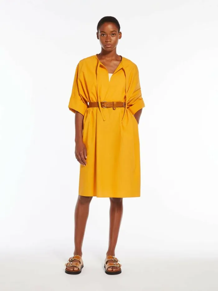 Women Max Mara Dresses Cotton Poplin Dress Ochre