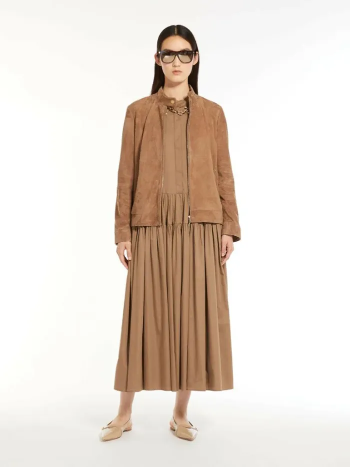 Women Max Mara Dresses Cotton Satin Dress Caramel
