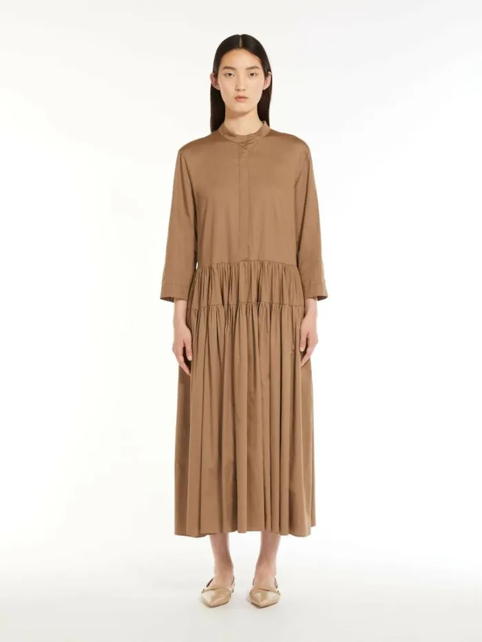 Women Max Mara Dresses Cotton Satin Dress Caramel