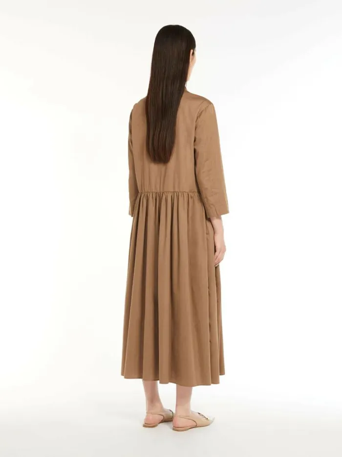 Women Max Mara Dresses Cotton Satin Dress Caramel