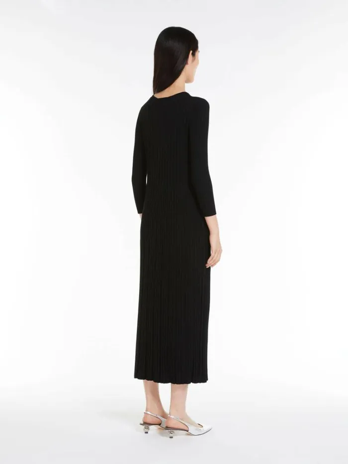 Women Max Mara Dresses Flared Ribknit Dress Black