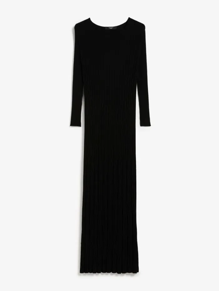 Women Max Mara Dresses Flared Ribknit Dress Black