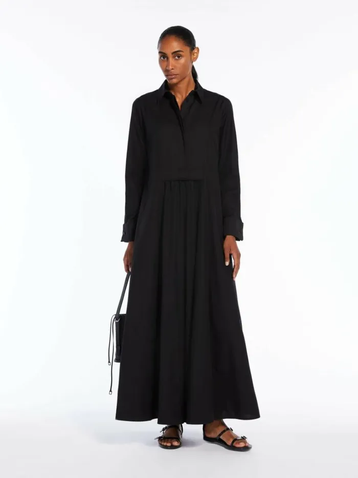 Women Max Mara Dresses Long Cotton Shirt Dress Black