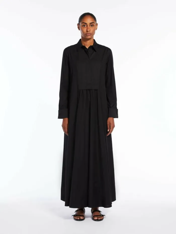 Women Max Mara Dresses Long Cotton Shirt Dress Black