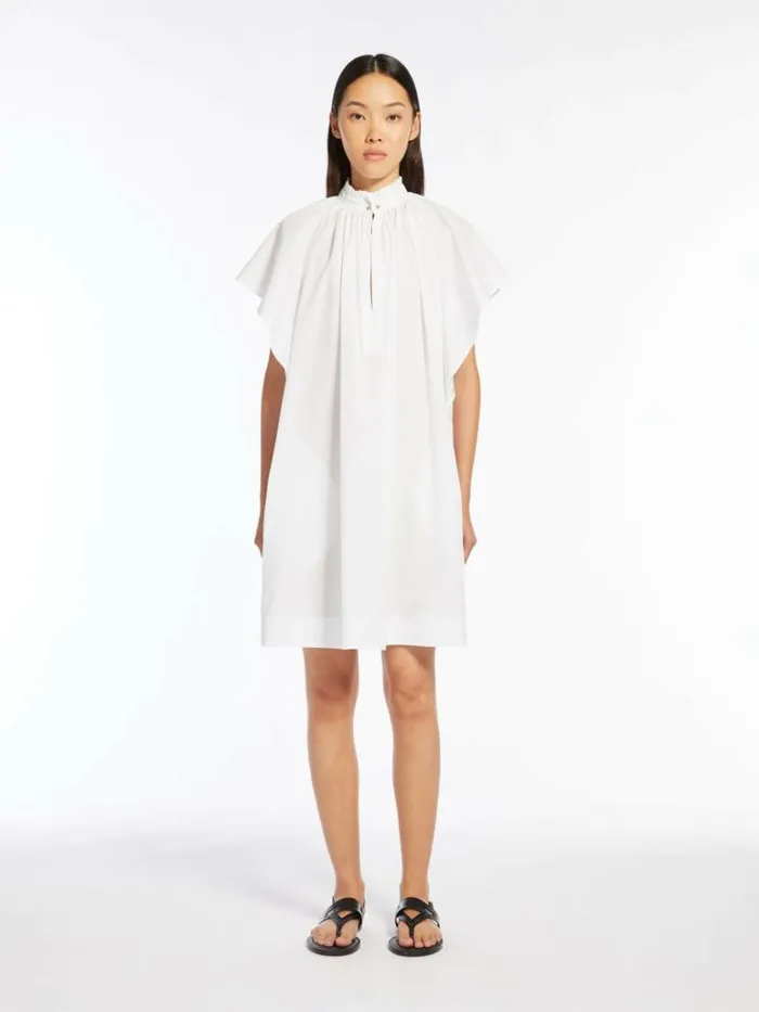 Women Max Mara Dresses Poplin Mini Dress With Flounce Optical White