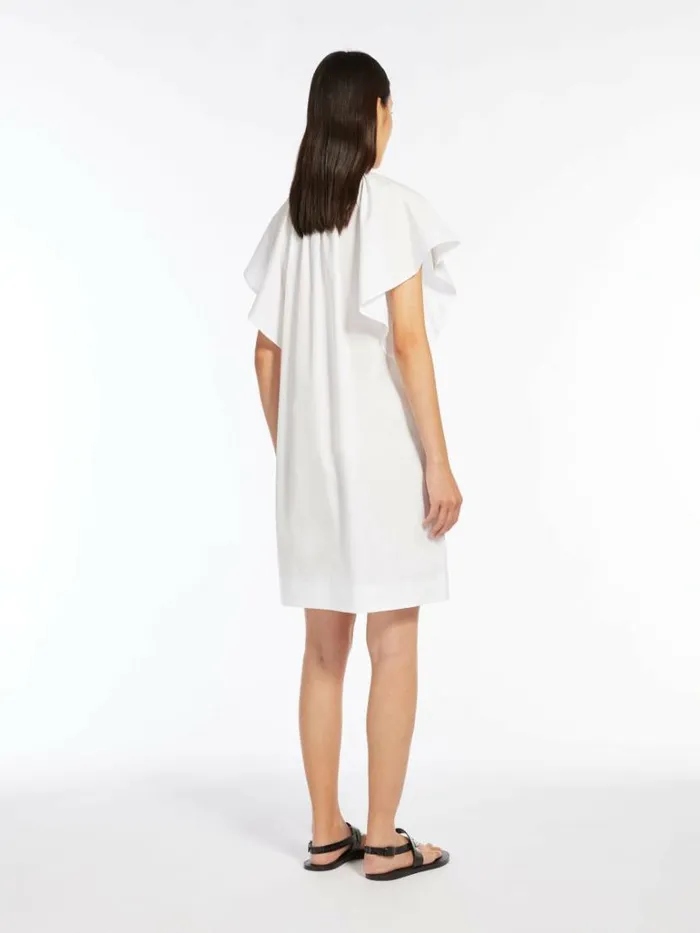 Women Max Mara Dresses Poplin Mini Dress With Flounce Optical White