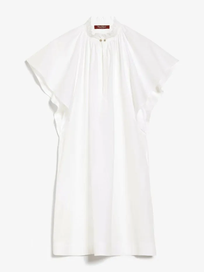 Women Max Mara Dresses Poplin Mini Dress With Flounce Optical White
