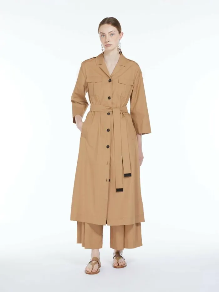 Women Max Mara Dresses Poplin Shirt Dress Hazelnut Brown