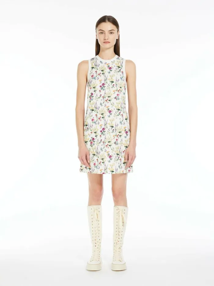 Women Max Mara Dresses Short Printed Scuba Dress White